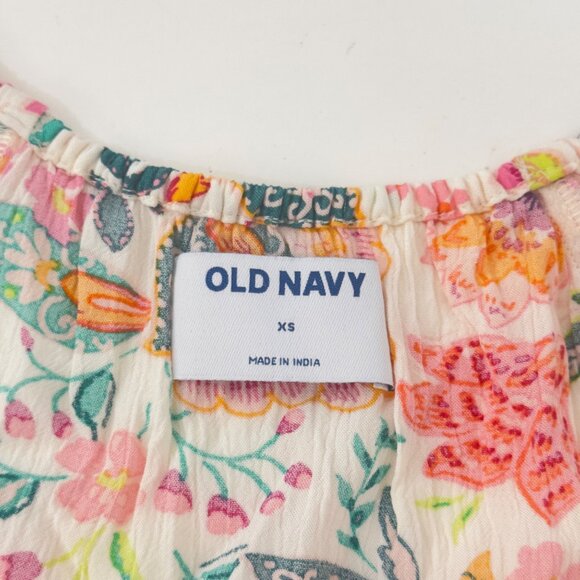 Old Navy Womens XS Floral Print Blouse V-Neck Long Sleeve 100% Rayon Lightweight - Picture 3 of 10